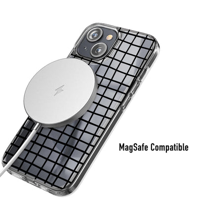 Clear Cross Stripe Phone Case showing MagSafe compatiblity