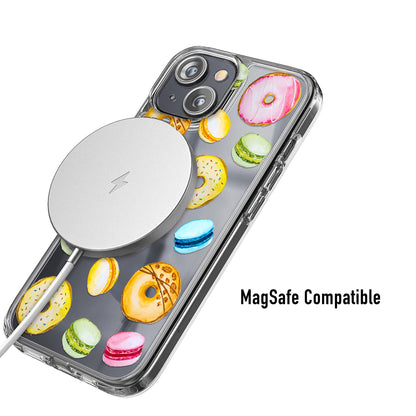 Phone case with colorful donut design and MagSafe compatibility