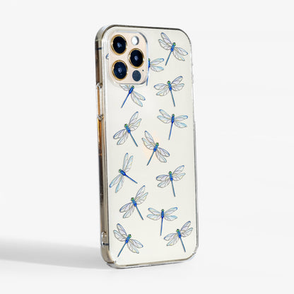Clear Dragonfly Phone Case showing transparent sides and slim profile.
