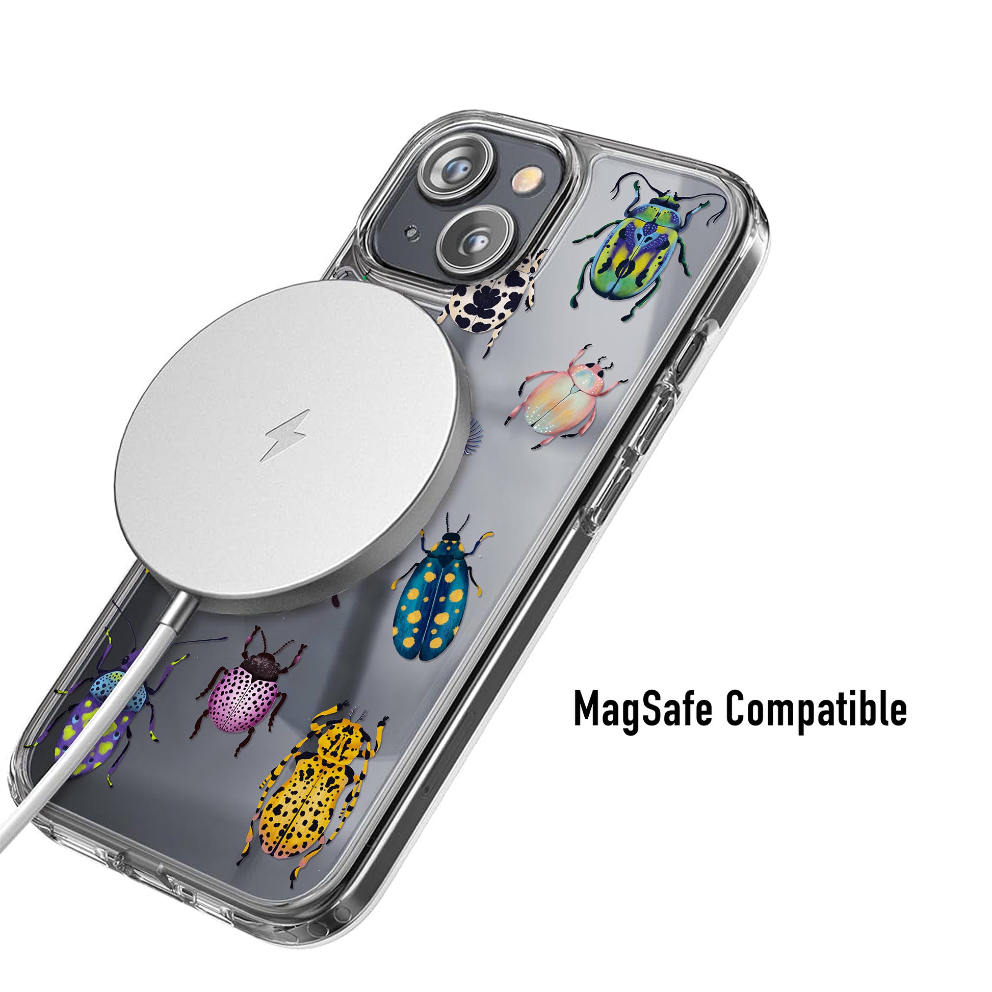 Clear beetle phone case MagSafe compatible for wireless charging