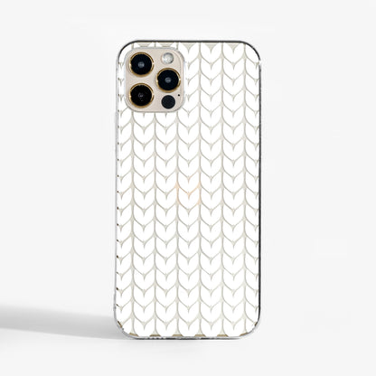 Clear knit pattern phone case with cozy winter design