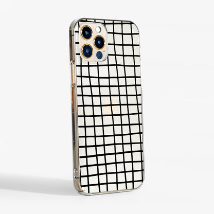 Side angle of Cross Stripes clear phone case showing transparent sides and lightweight protection.