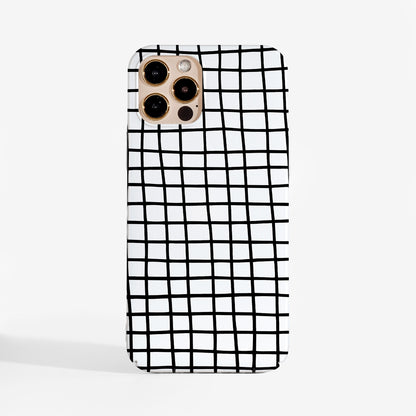 Cross Stripes phone case with sleek monochrome lines design; a stylish, durable protective phone case for everyday use.