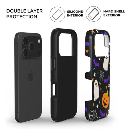 Black phone case with Halloween design built with dual layer protection - soft TPU interior and Hard glossy shell