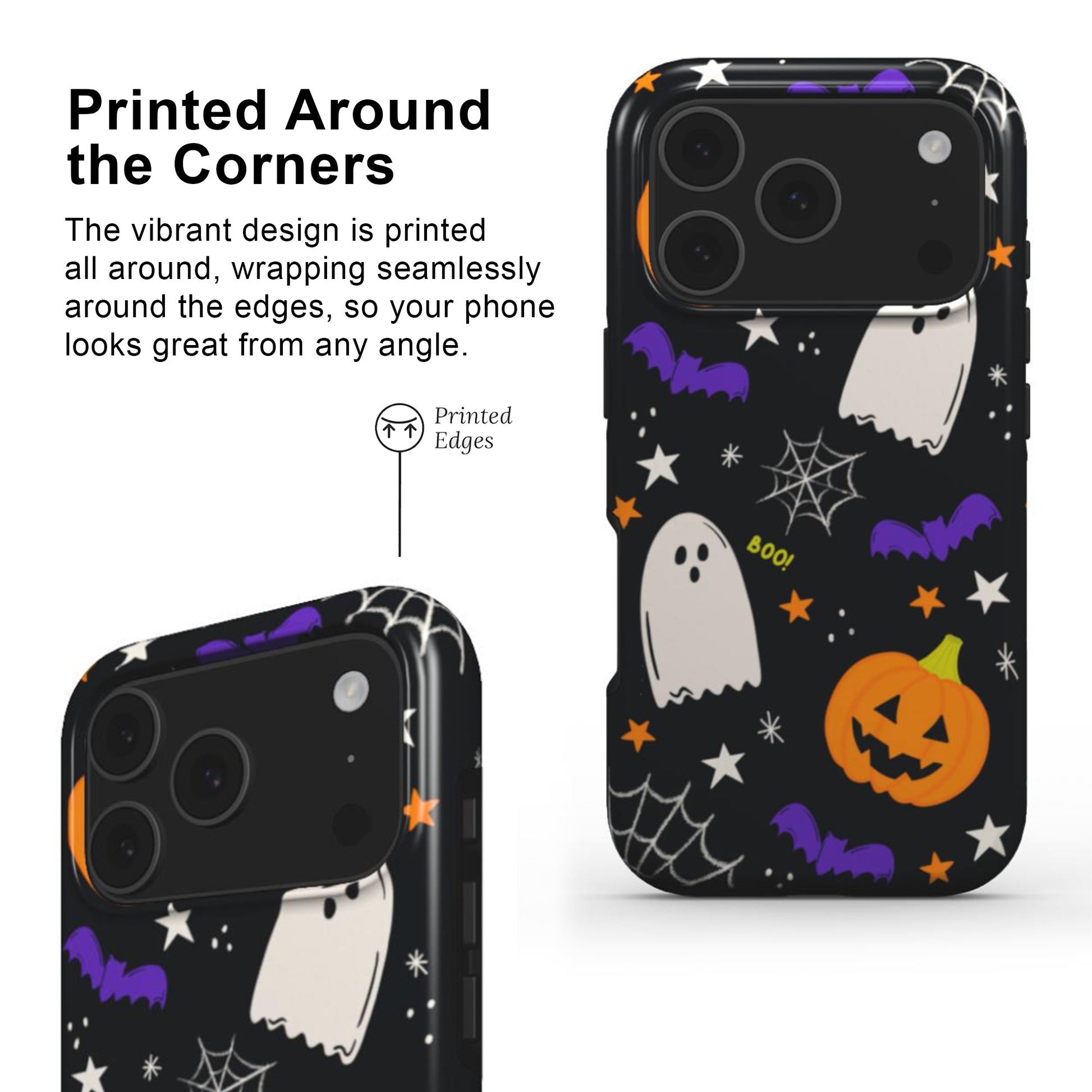 Cute Ghosts Phone Case with printed edges and full wrap around deign
