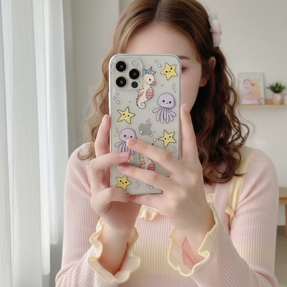 Cute Sea Creatures Clear Phone Case