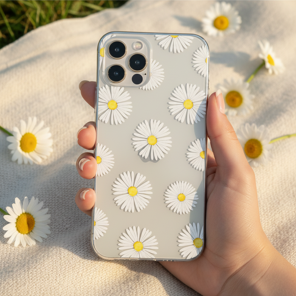Daisy flower clear Phone case featuring floral pattern 