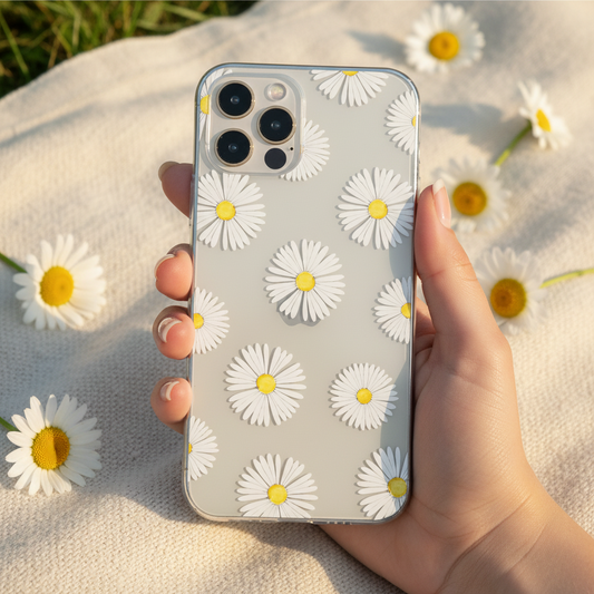 Daisy flower clear Phone case featuring floral pattern 