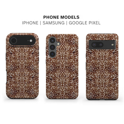 Deer Print Tough Phone Case available for iPhone Samsung and Google models 