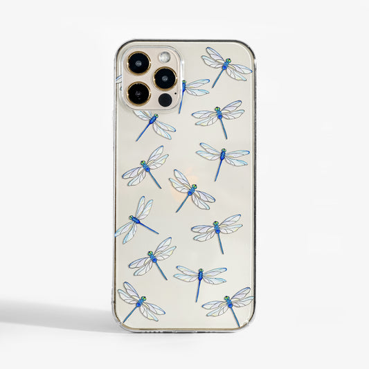Clear Dragonflies phone case- elegant and stylish art phone case with minimalist charm and protection 
