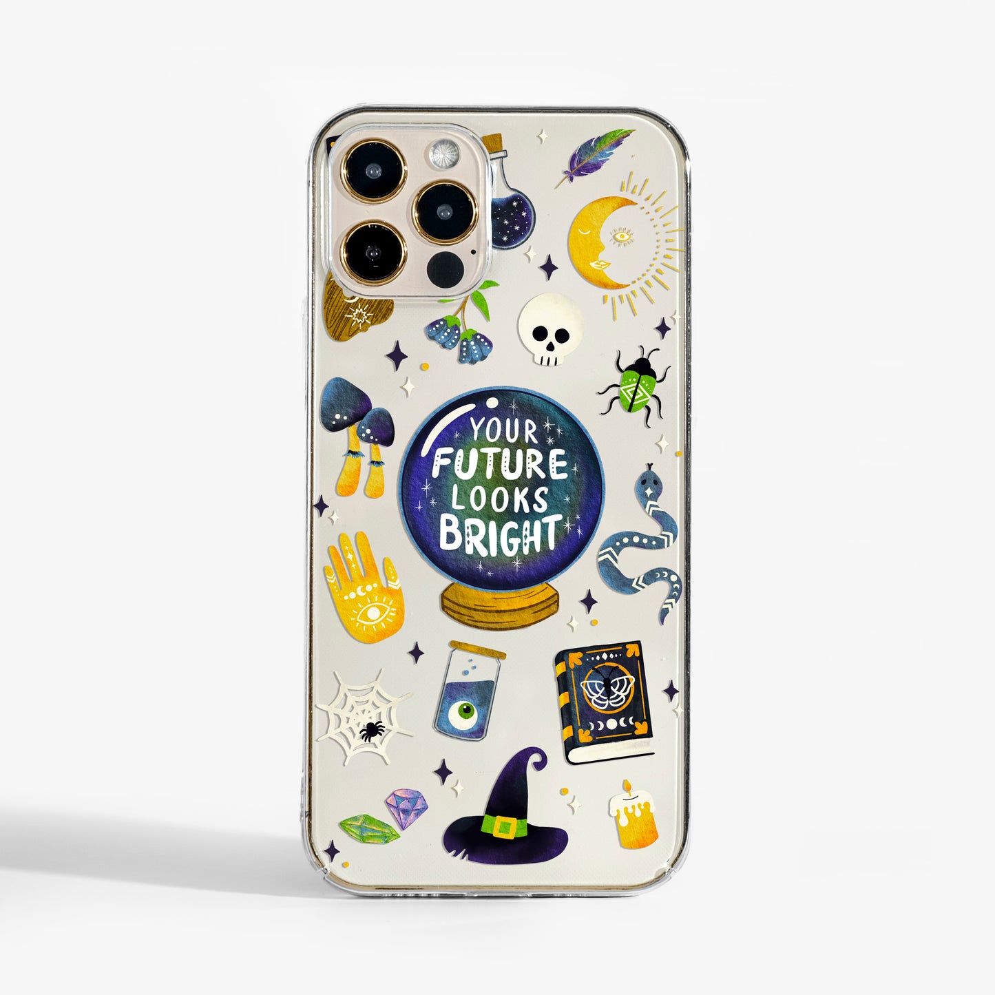 Halloween phone case with mystical esoteric symbols. A stylish, protective phone case for spooky-season lovers.