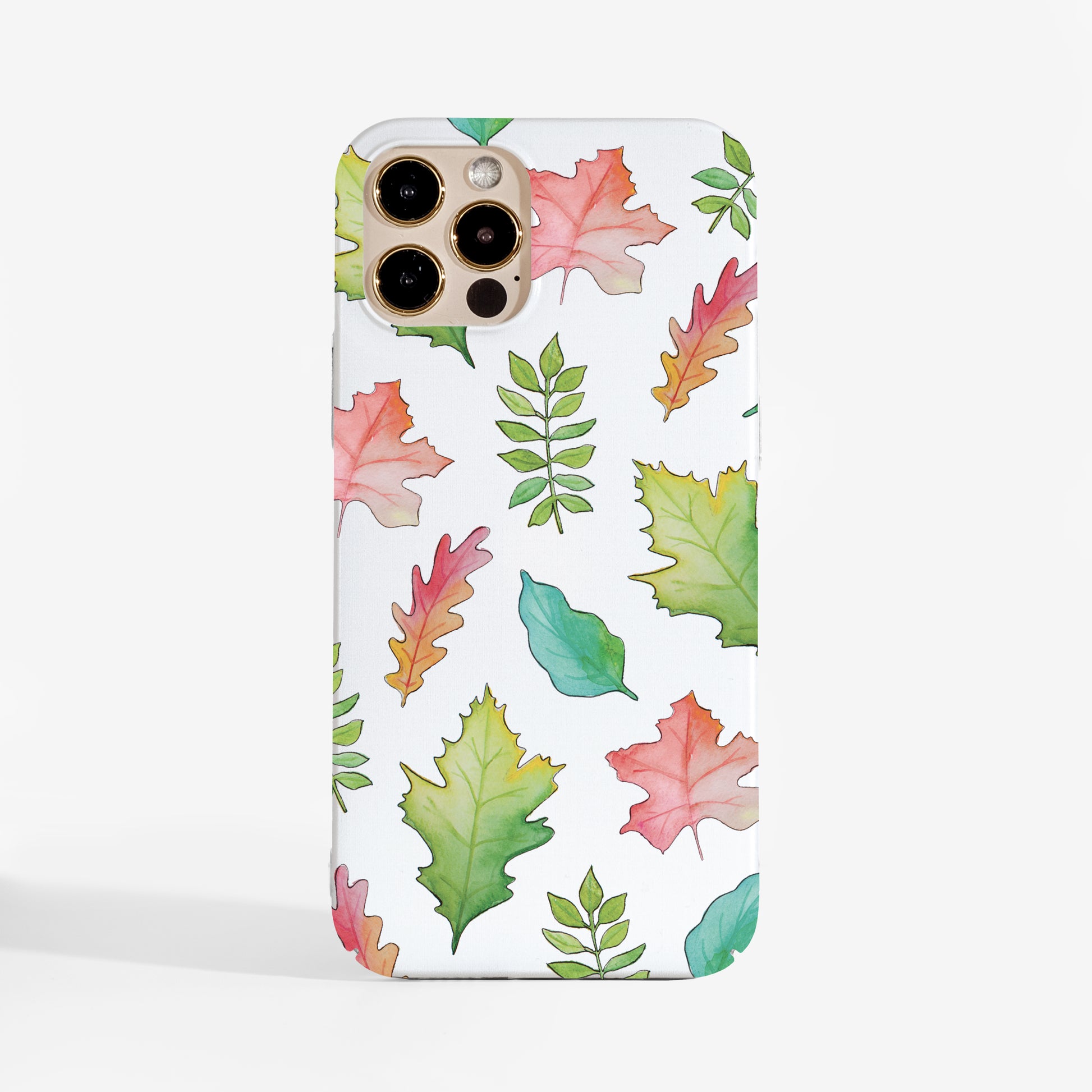 Art phone case with autumn leaves design in warm tones. A protective, stylish phone case perfect for fall vibes.