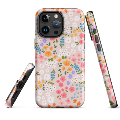 Flowers Bumper Phone Case showing glossy wraparound edges and sturdy dual-layer protection.