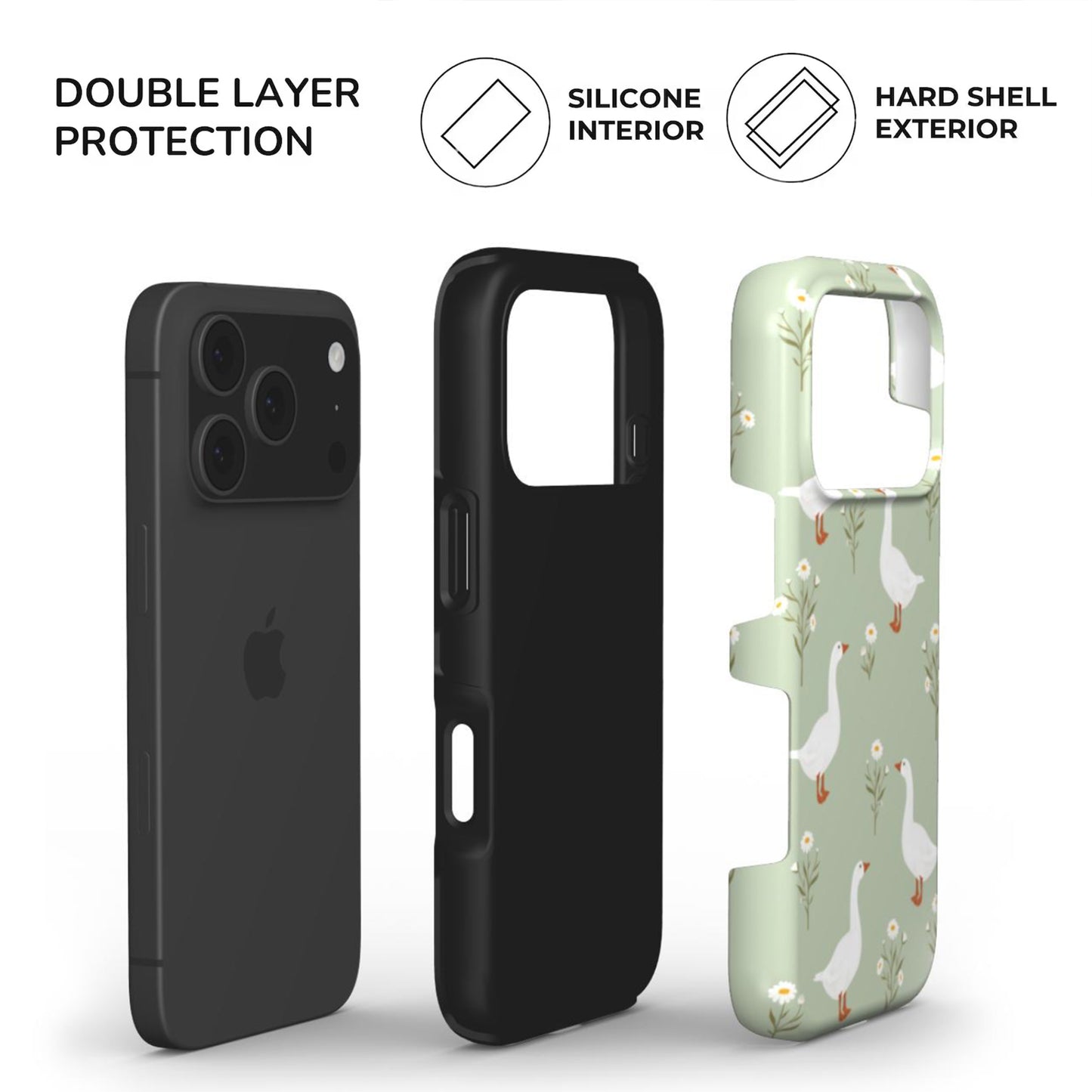 Goose Tough Phone Case built with dual layer protection - soft TPU interior and Hard glossy shell