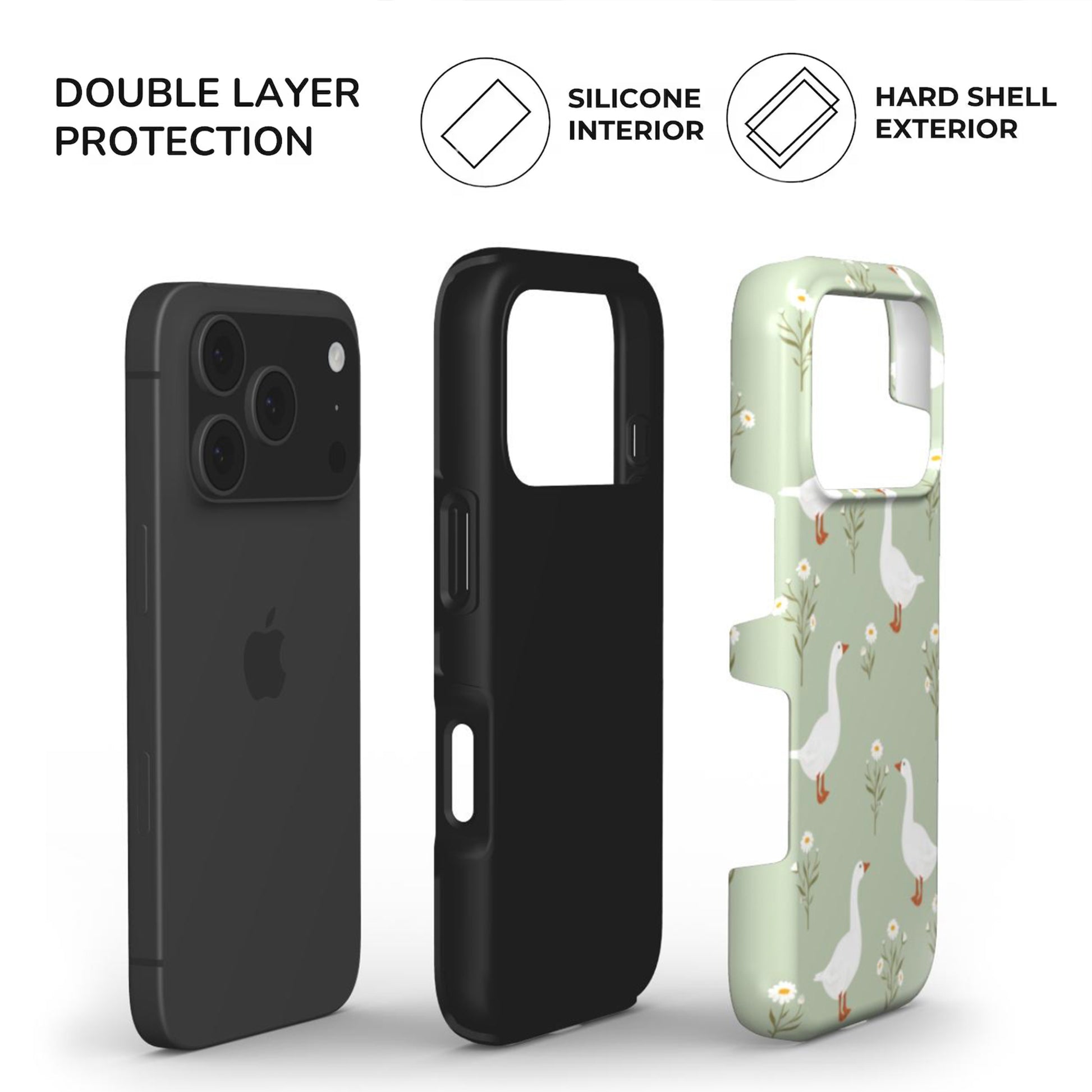 Goose Tough Phone Case built with dual layer protection - soft TPU interior and Hard glossy shell