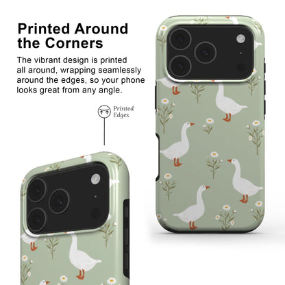 Goose Tough Phone Case with printed edges and full wrap around deign