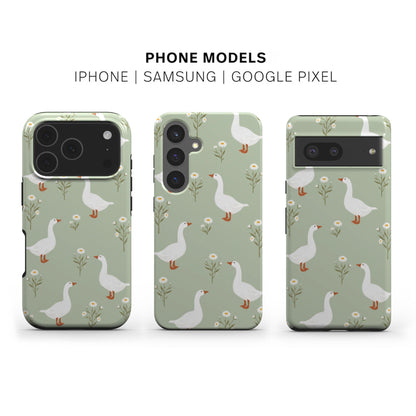 Tough phone case with goose design  available for iPhone Samsung and Google models 