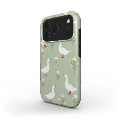 Side view of the Green Goose Tough Case showing glossy surface and wraparound protection.