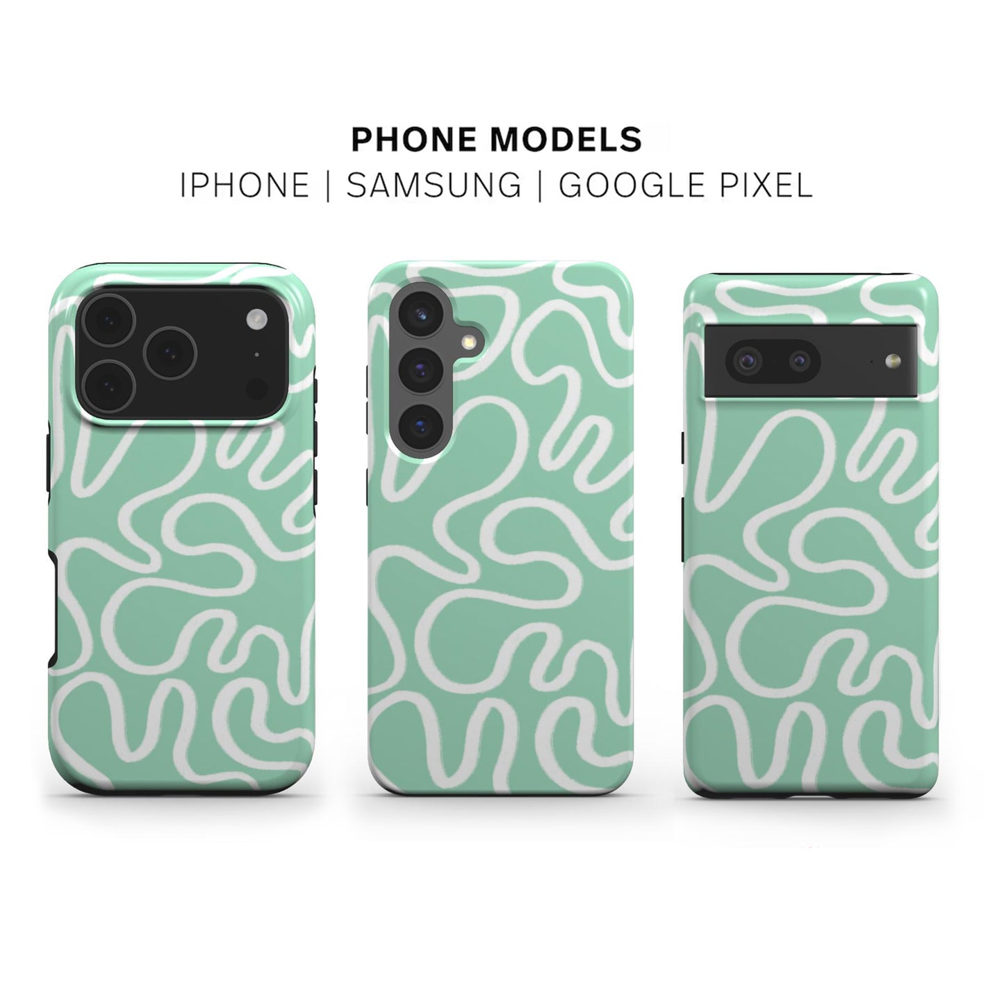 Green Abstract Line Phone Case available for iPhone Samsung and Google models 