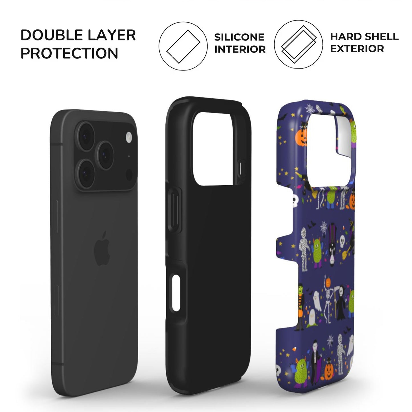 Halloween Parade Phone Case built with dual layer protection - soft TPU interior and Hard glossy shell