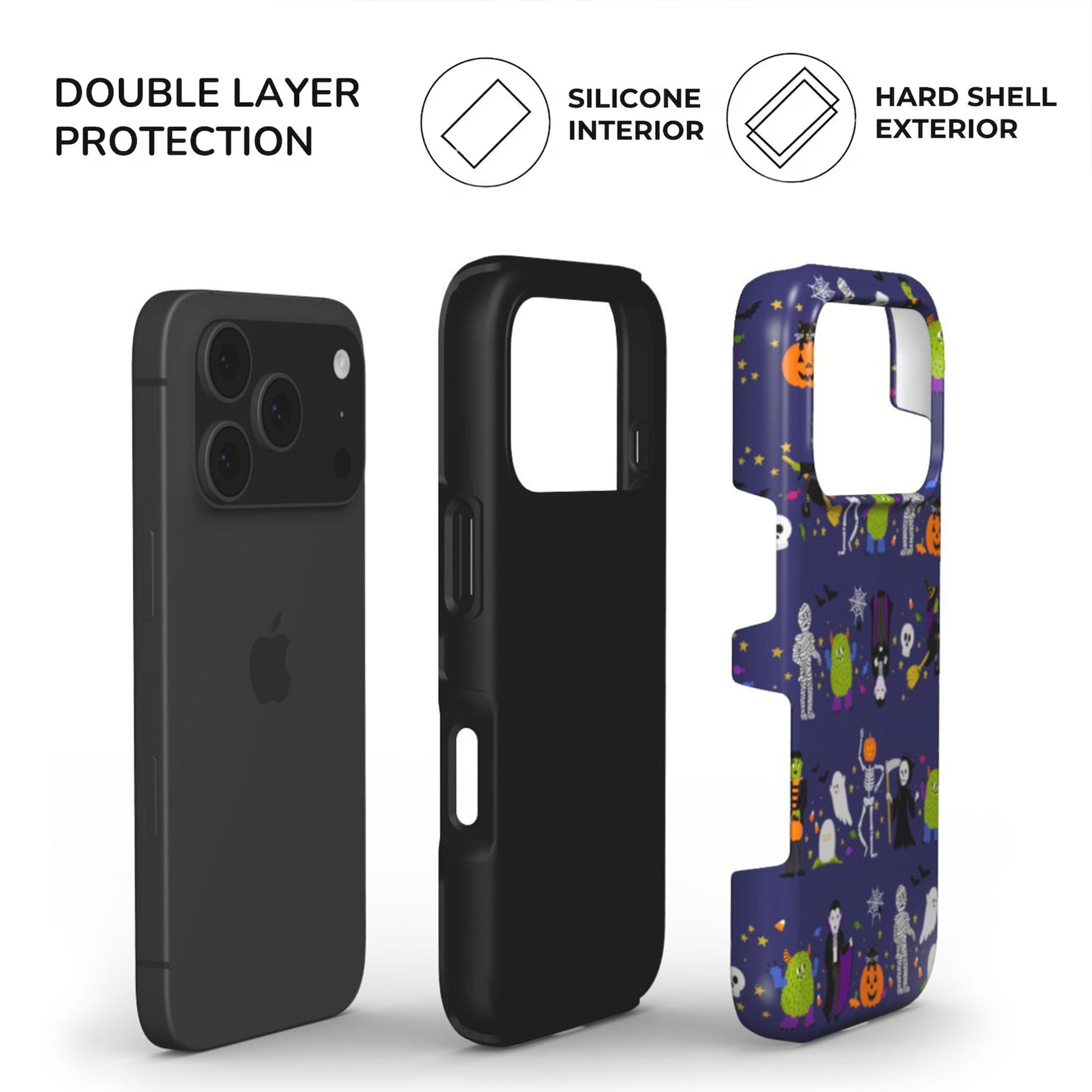 Halloween Parade Phone Case built with dual layer protection - soft TPU interior and Hard glossy shell