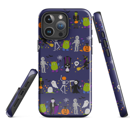 an example of iPhone 15 Halloween Parade phone case highlighting printed sides and dual-layer protective shell. A fun Halloween phone case available for iPhone, Samsung, and Google Pixel