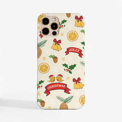 Christmas phone case with vintage festive print design. A stylish, protective holiday phone case for women.