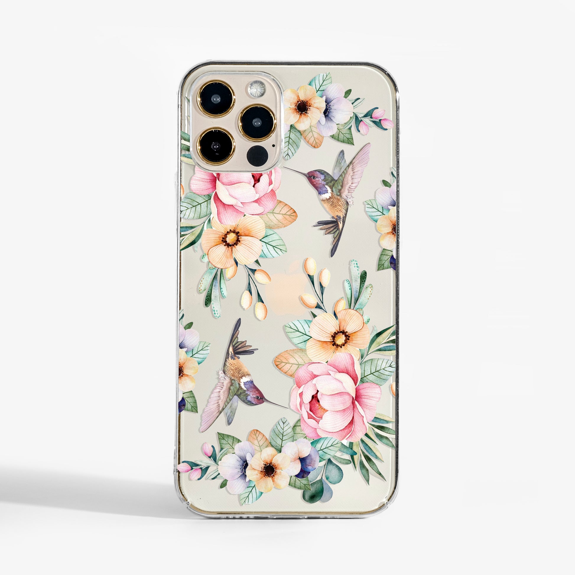 Hummingbird clar phone case featuring watercolour bird and floral art print. A stylish, protective phone case for iPhone, Samsung, and Google Pixel.