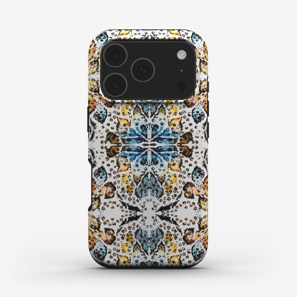 Kaleidoscope Animal Print phone case with bold pattern and glossy finish. A stylish and protective phone case for women with full-wrap design.