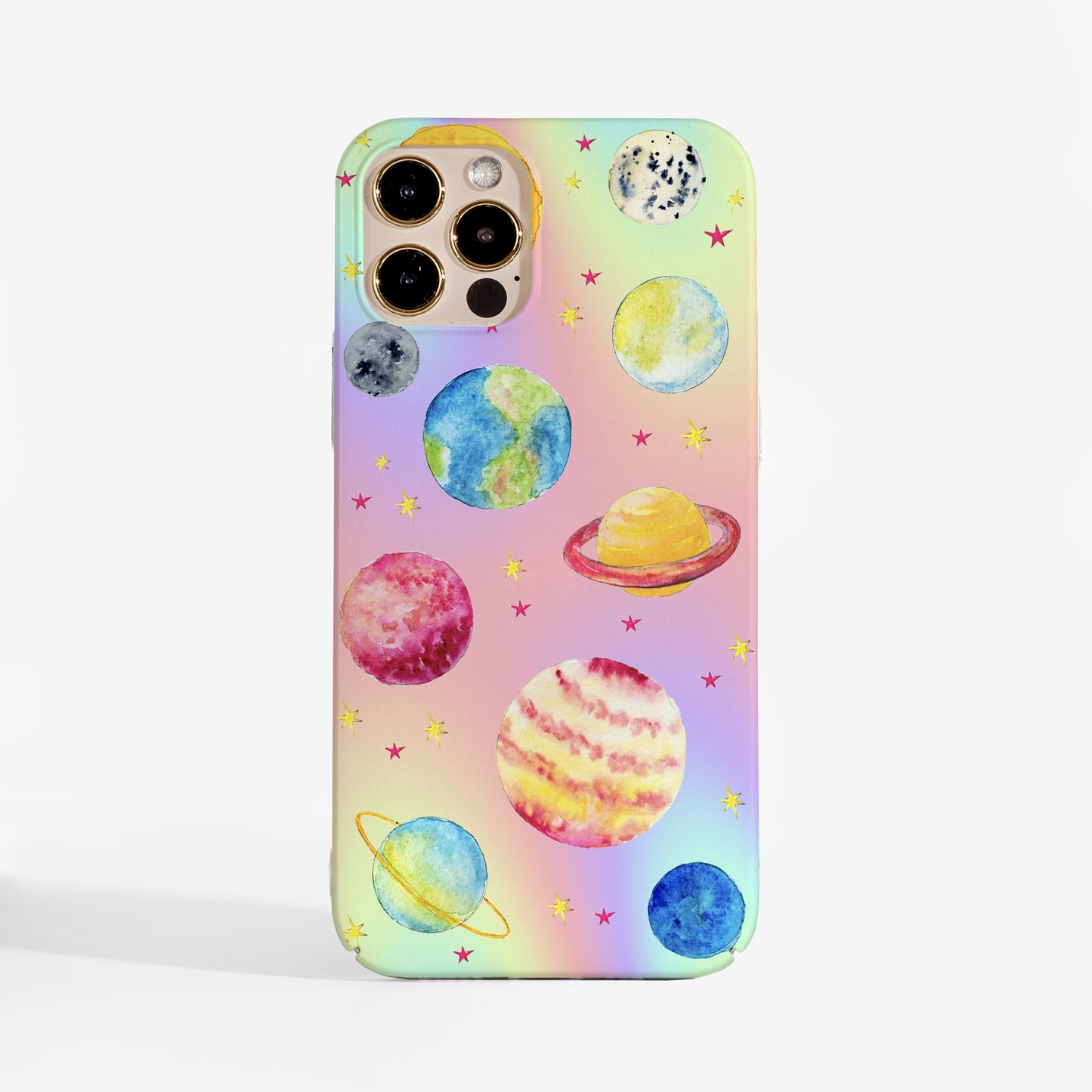 Magical planets phone case featuring dreamy cosmic art and matte finish print. A stylish, protective designer phone case for women who love celestial vibes.
