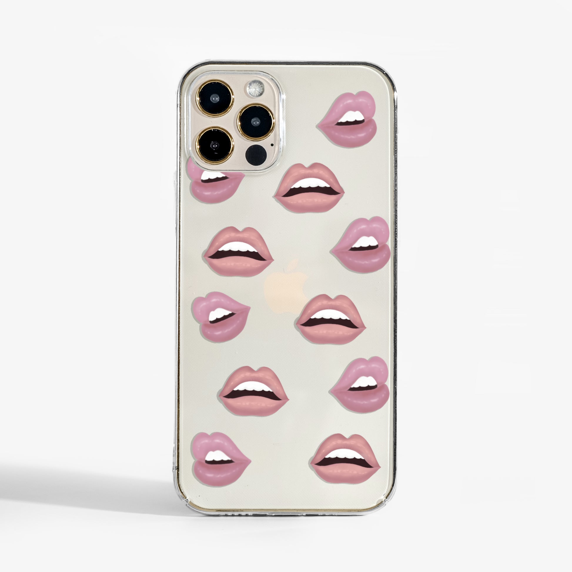 Nude lips art phone case with soft neutral tones and matte print texture on a clear background. A stylish protective phone case that pairs playfulness with edge.