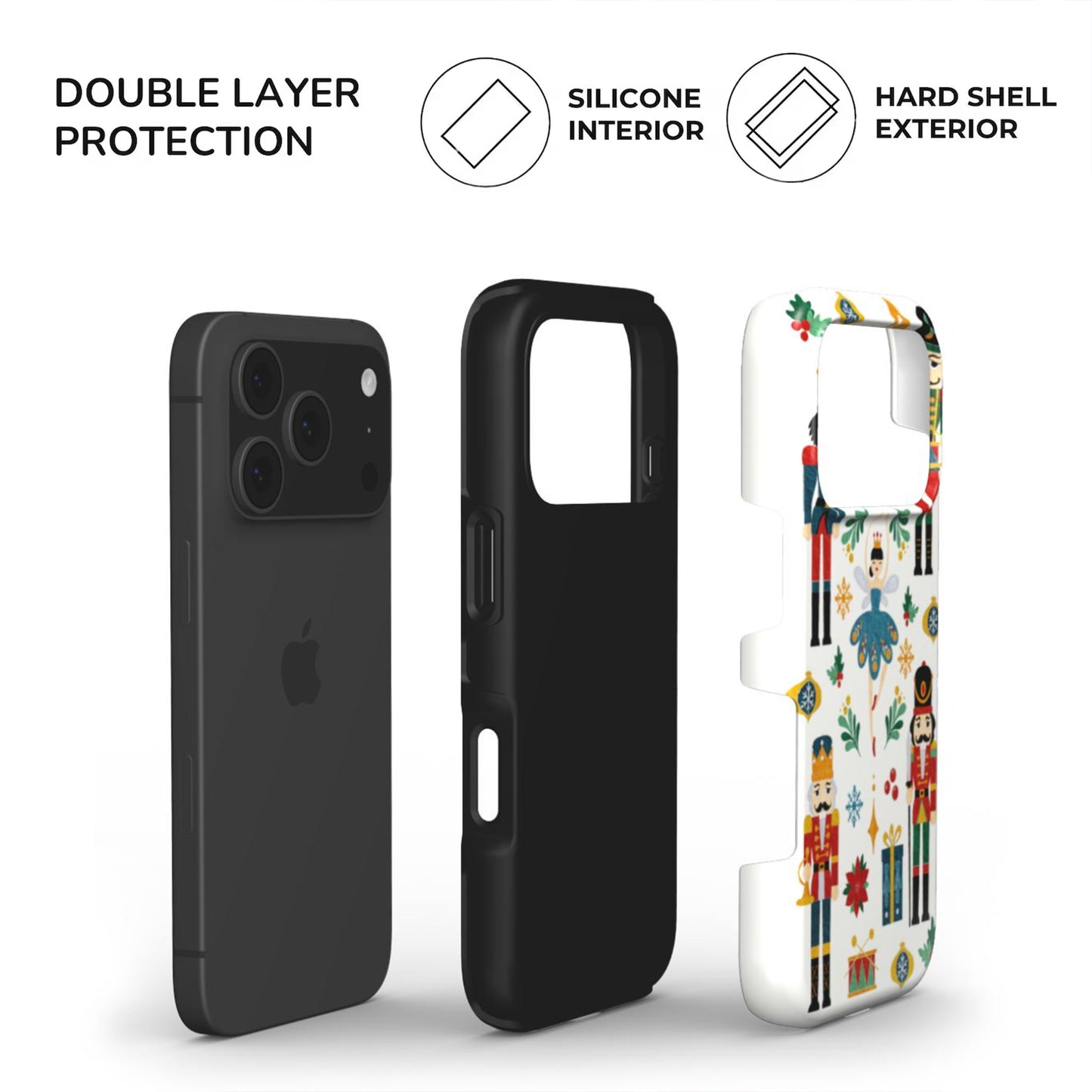 Nutcracker Ballet Phone Case built with dual layer protection - soft TPU interior and Hard glossy shell