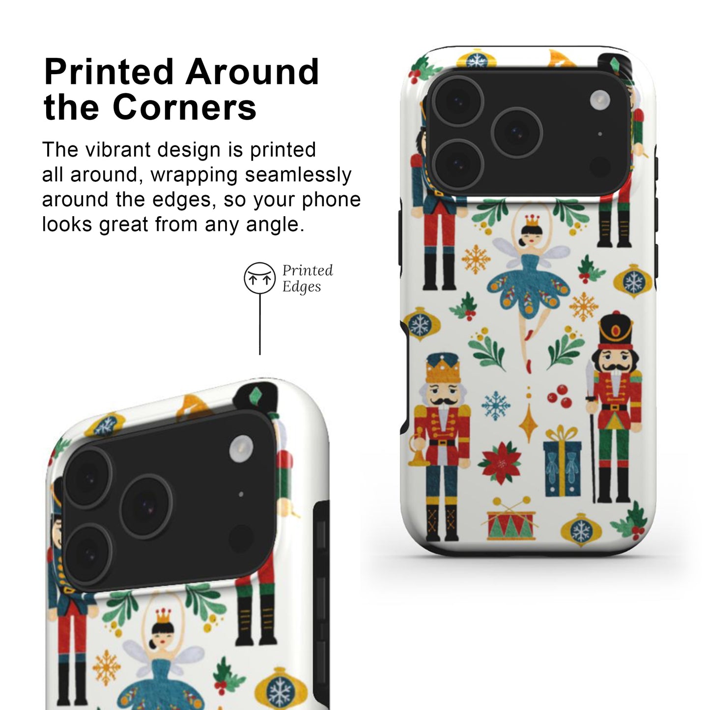Nutcracker Ballet Phone Case with printed edges and full wrap around deign