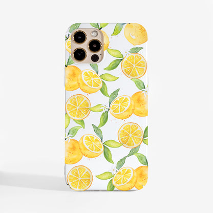 'Oranges' phone case with playful art print on white background. A stylish and protective art phone case for iPhone, Samsung, and Google Pixel.