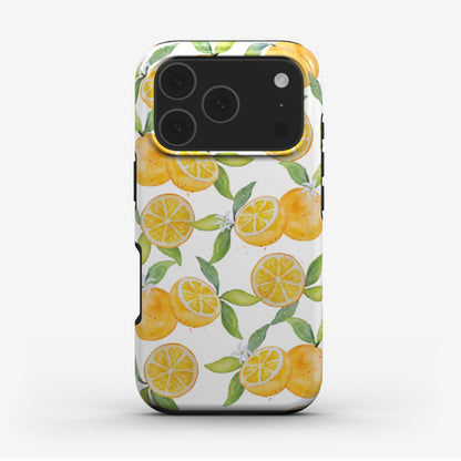 Oranges phone case featuring bright watercolour fruit artwork with glossy finish. A cute and protective designer phone case for iPhone and Samsung.