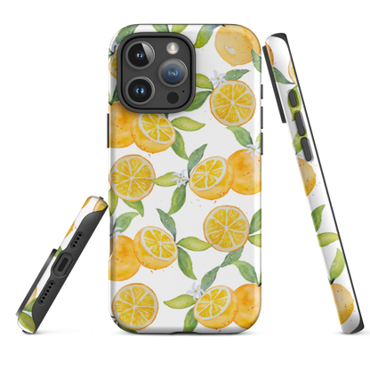 Example of the Oranges Tough Phone case for iPhone 15 showing full wrap around print and dual layer protective shell