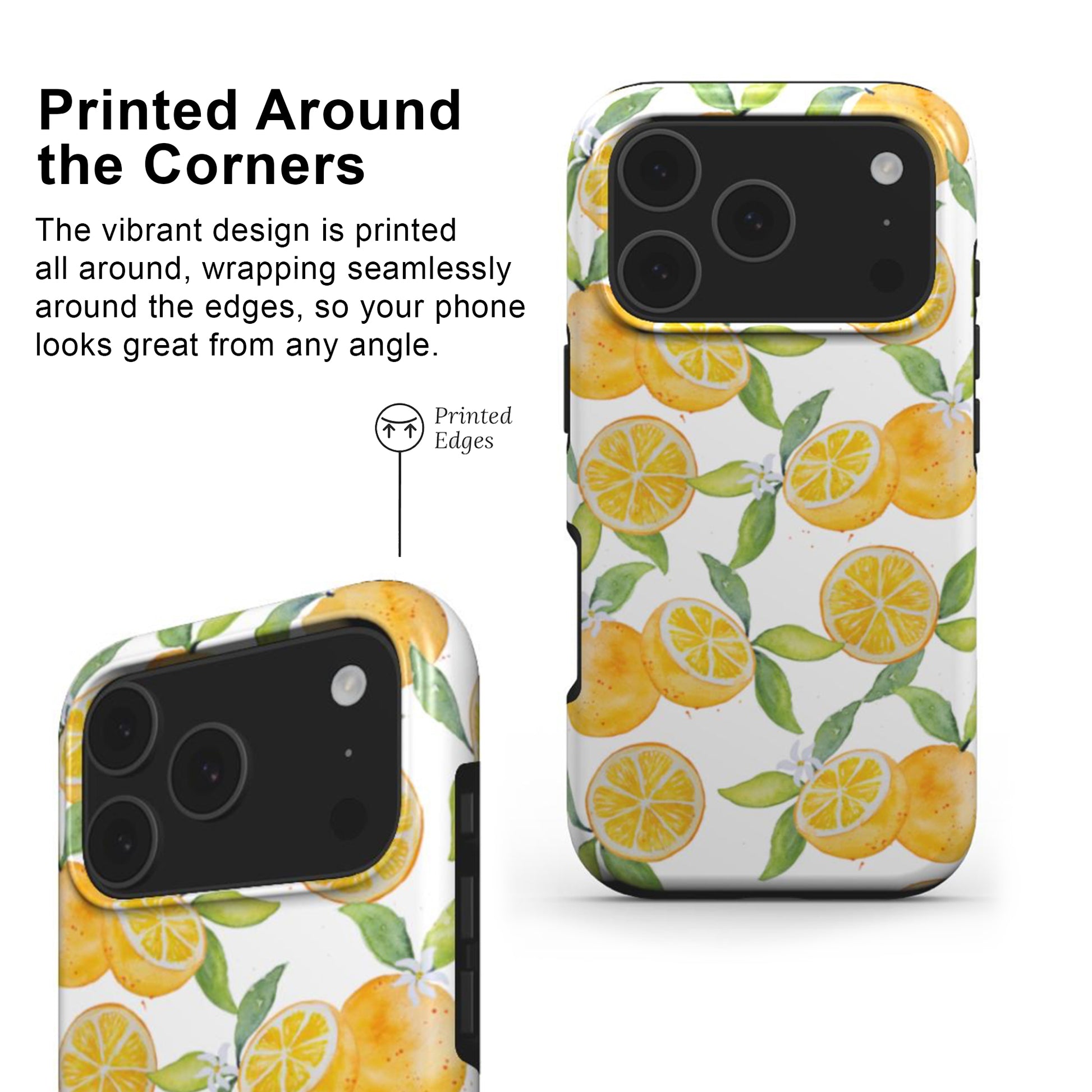Oranges Phone Case with printed edges and full wrap around deign