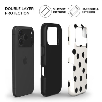 Phone case with double layer protection features and black painted dot design