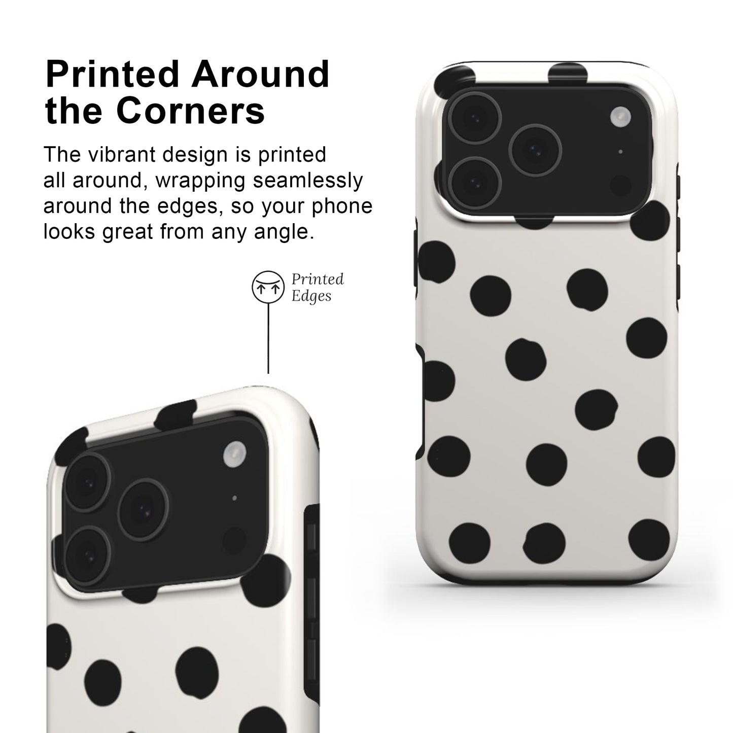 Painted Dots Phone Case with printed edges and full wrap around deign