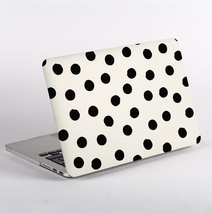 Protective yet lightweight MacBook case with stylish polka dot pattern,  showing no apple logo cutout.
