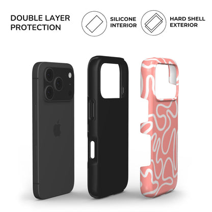 Pink Abstract Line Phone Case built with dual layer protection - soft TPU interior and Hard glossy shell