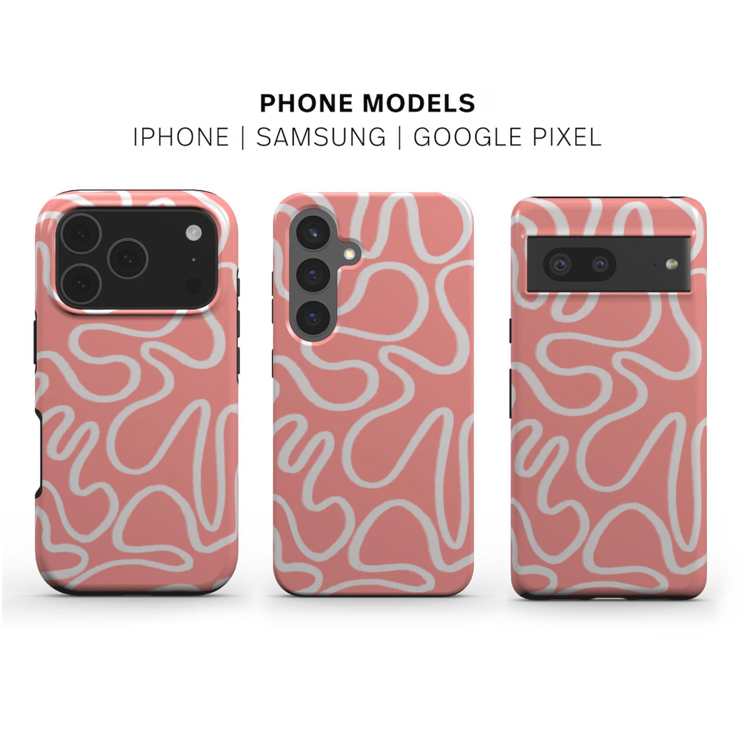 Pink Abstract Line Phone Case available for iPhone Samsung and Google models