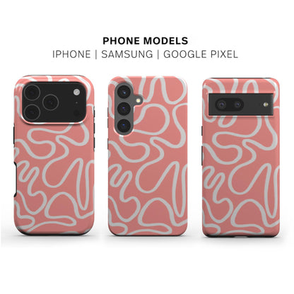 Pink Abstract Line Phone Case available for iPhone Samsung and Google models