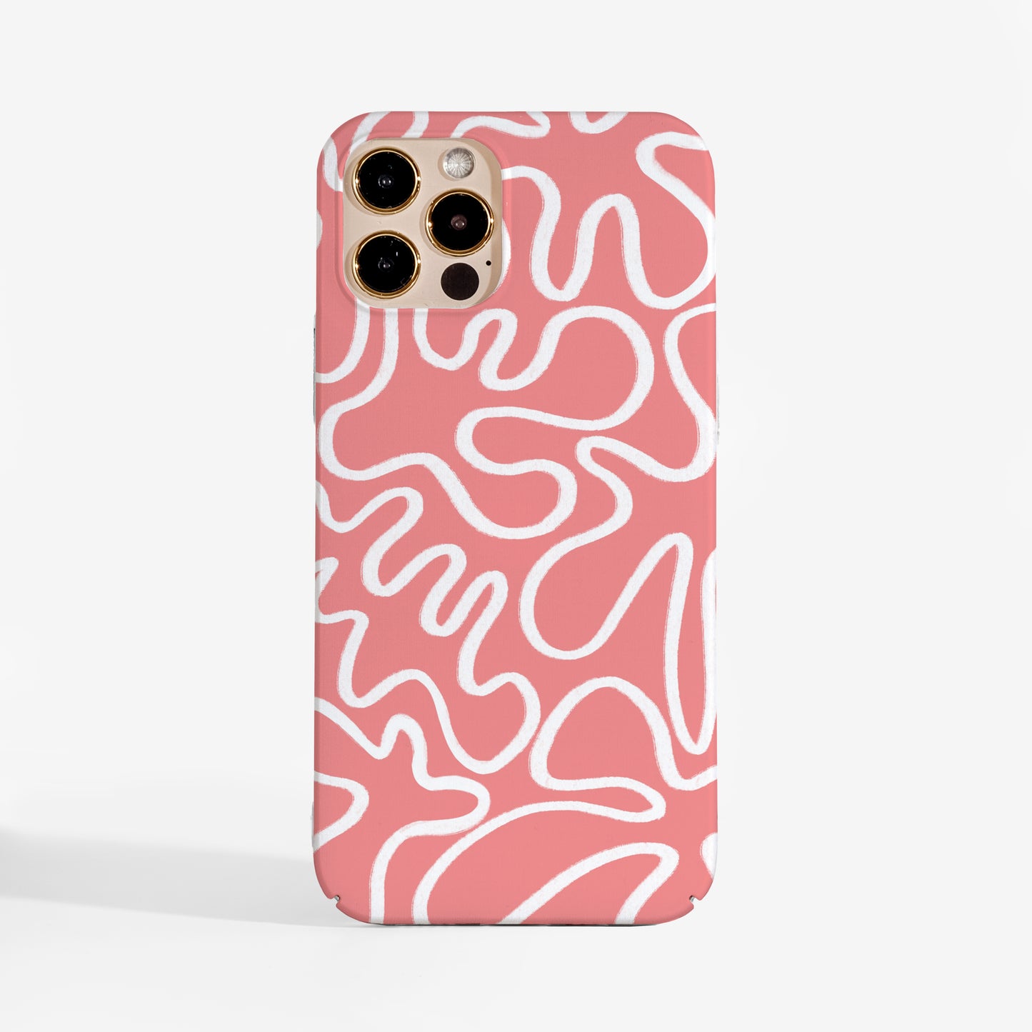 Pink abstract lines phone case with modern geometric print. A stylish and protective art phone case with smooth matte print
