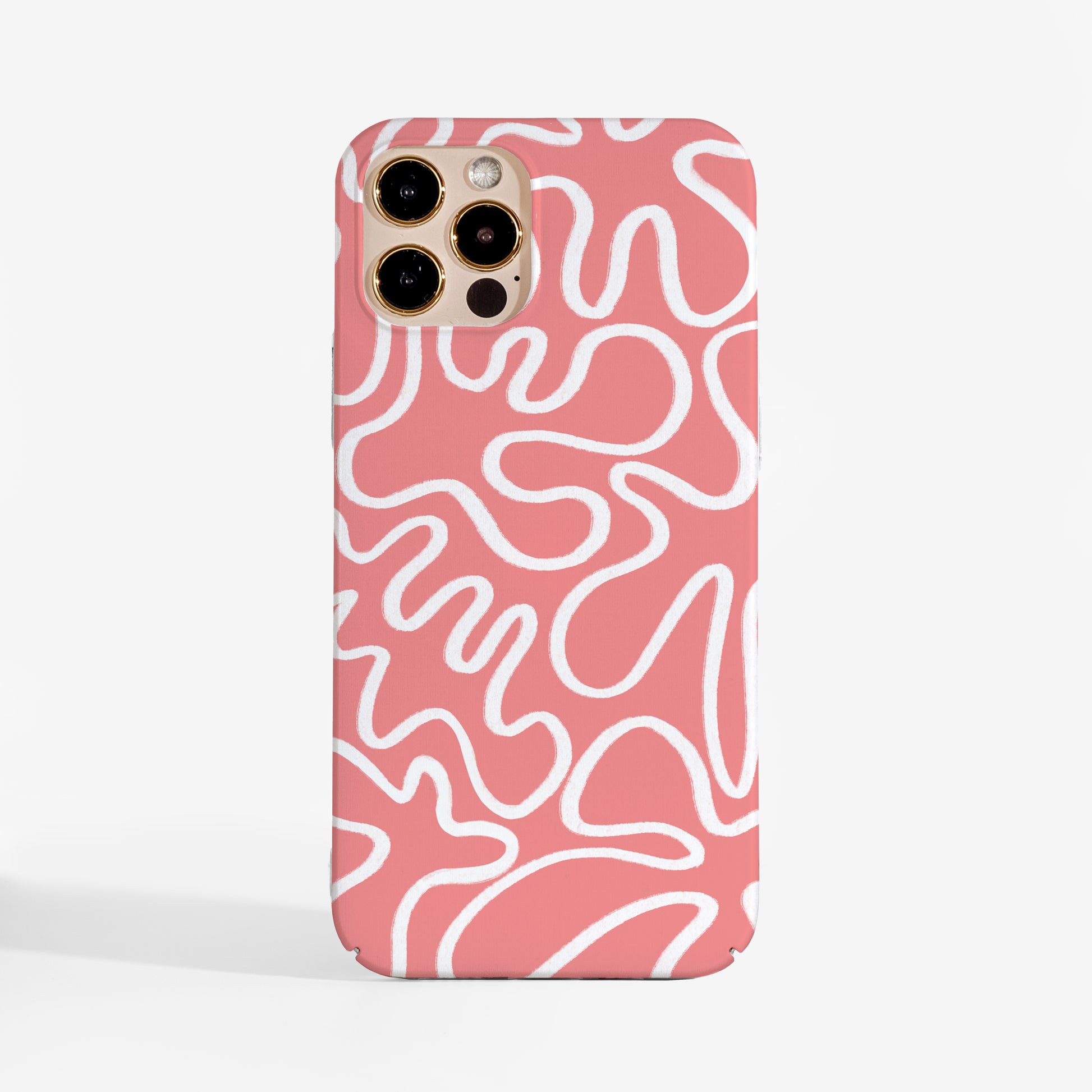 Pink abstract lines phone case with modern geometric print. A stylish and protective art phone case with smooth matte print