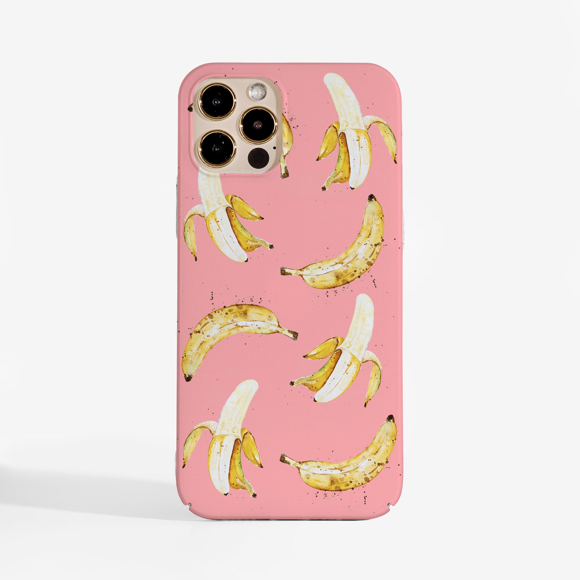 Fun pink banana phone case with bold art-print design. A stylish protective phone case for iPhone, Samsung, and Google Pixel with clear sides.