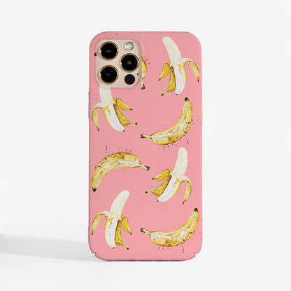Fun pink banana phone case with bold art-print design. A stylish protective phone case for iPhone, Samsung, and Google Pixel with clear sides.