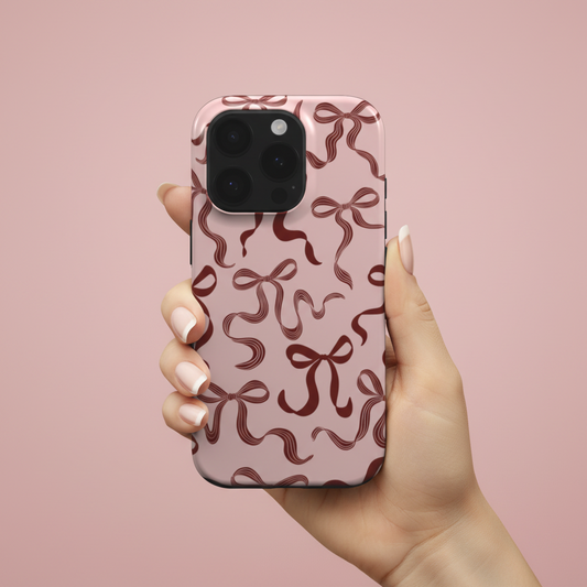 Pink Bow Tough Phone Case with cute bow design 