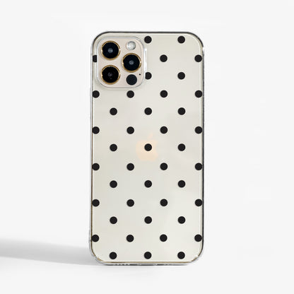 Clear polka dots phone case with minimalist dot pattern. A stylish protective phone case for iPhone, Samsung, and Google Pixel.
