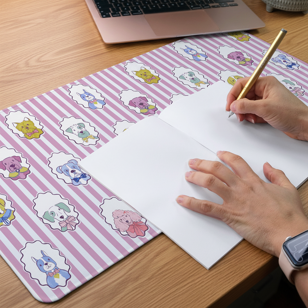 Posh Pups | Cute Dog Purple Desk Mat